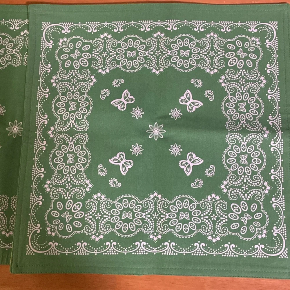The Pioneer Woman Reversible Bandana Style Placemat 15 X 15 green yellow